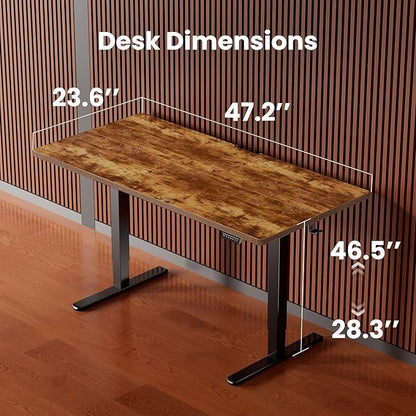 ErGear Height Adjustable Electric Standing Desk, 48 x 24 Inches Sit Stand up Desk, Memory Computer Home Office Desk with Two-Piece Desktop (Vintage Brown)