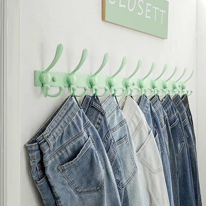 Dseap MaxStrong 2.0 Coat Rack Wall - 37” Long 10 Tri Hooks - Ultra Heavy-Duty Stainless Steel Wall Mount Coat Hanger, Hook Rail for Clothes Hats Jacket Towels Green