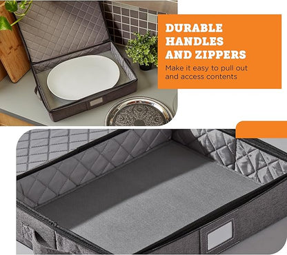 storageLAB China Storage Containers, Containers for Organizing, Hard Shell Case, Felt Plate Dividers, Moving Supplies, Storage Box, Wine, Dishes, Glasses Storage, Charger Plates Storage Containers