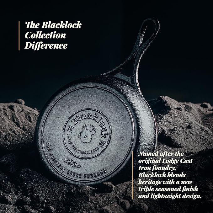 Lodge Blacklock 7" Triple Seasoned Cast Iron Skillet - Lightweight - Easy Cleanup - Premium Cookware
