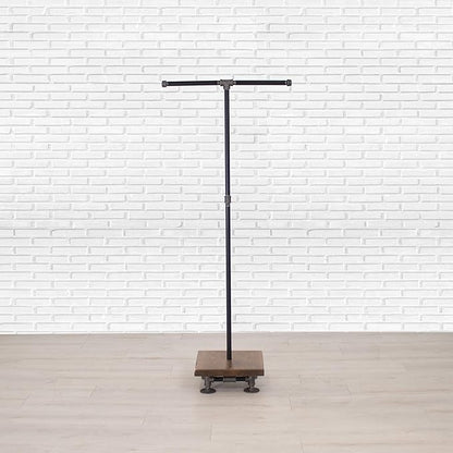 Industrial Pipe and Wood Clothes Rack 2-Way, Garment Rack, Clothing Rack, Closet Organizer, Clothing Storage and Display, Wood Shelving