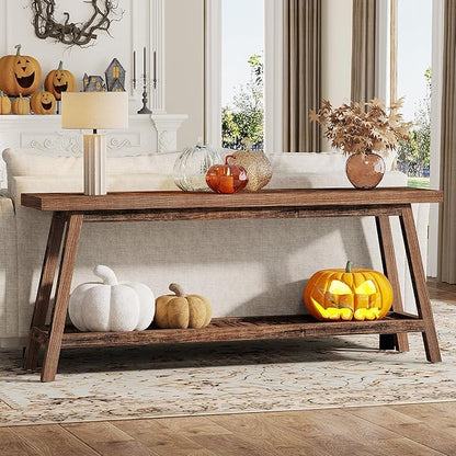 Tribesigns 70.86-Inch Console Table for Entyrway, Farmhouse 2-Tier Entry Entrance Table, Narrow Long Sofa Table Behind Couch, Rustic Brown