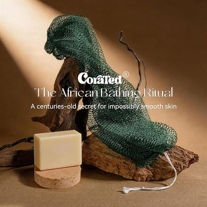 CORATED African Net Sponge Authentic with Knots, Shower Loofah Exfoliating Bath Sponge, Body Scrubber for Women and Men Daily Use Body Care, Travel Portable Bath Accessories Spa Gifts