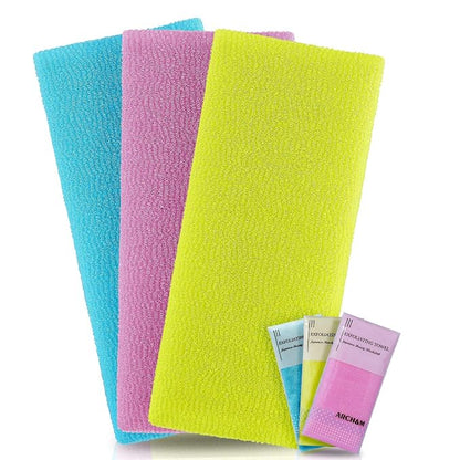 ARCH&M 12-Pack Premium Nylon Exfoliating Washcloth Towel - 35-Inch Quick-Dry, Hygienic Japanese Washcloth for Body & Back - Durable, Machine Washable, Long-Lasting