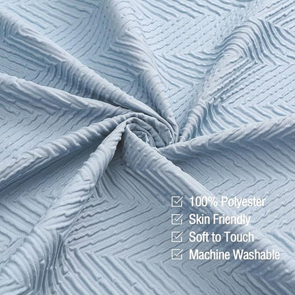 Gibelle Fog Blue Shower Curtain for Bathroom, 3D Embossed Textured Fabric Shower Curtain, Modern Farmhouse Chic Soft Cloth Shower Curtain Set with Hooks, 72x72