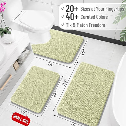 OLANLY Bathroom Runner Rugs 47x17, Soft Absorbent Chenille Bath Rugs, Rubber Backing Quick Dry, Machine Washable Long Bath Mats for Bathroom Floor, Tub and Shower, Home Decor Accessories, Vanilla