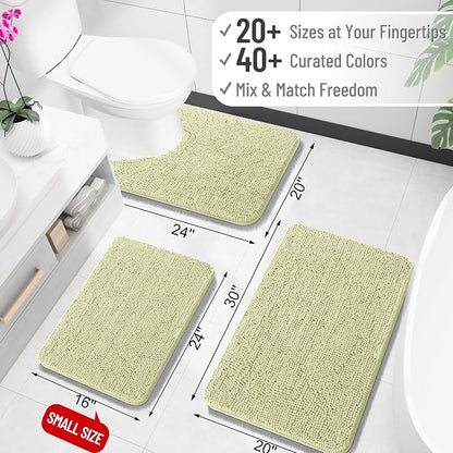 OLANLY Bathroom Rugs 34x21, Extra Soft Absorbent Chenille Bath Rugs, Rubber Backing Quick Dry, Machine Washable Bath Mats for Bathroom Floor, Tub and Shower, Home Decor Accessories, Vanilla