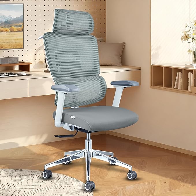 Ergonomic Office Chair with Lumbar Support,Headrest, and6D Armrests - Mesh Computer Chair with Coat Hook-500 lbsWeight Capacity - Extra-Wide Seat- High-Back Office Chair, Blue