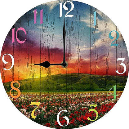 Huashanpo Wall Clock 10 Inch Silent Non Ticking Battery Operated Wooden Modern Office Simple Minimalist Clock Decorative for Kitchen Home Bathroom Living Room