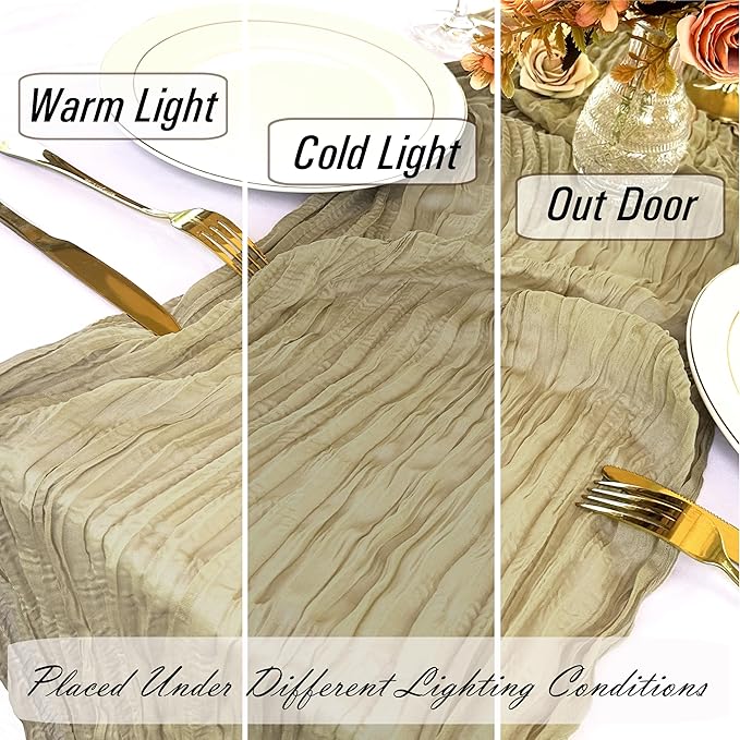 8 Pack Brown Cheesecloth Table Runner 22 x 108 inch Coffee Gauze Cheese Cloth Table Runner Bulk for Rustic Wedding Baby Shower Birthday Party Boho Table Decor