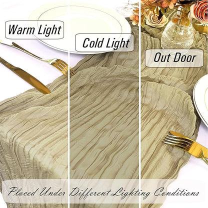 8 Pack Brown Cheesecloth Table Runner 22 x 108 inch Coffee Gauze Cheese Cloth Table Runner Bulk for Rustic Wedding Baby Shower Birthday Party Boho Table Decor