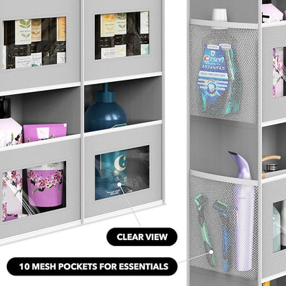 Simple Houseware Extra Large Heavy Duty Over the Door Organizer with 10 Clear Window Pockets, 80 lbs Capacity for Pantry, Closet, Bathroom, Gray