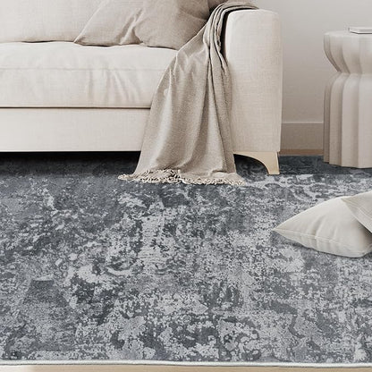 5x8 Area Rugs for Living Room Rug Washable: Abstract Rug for Dining Room Bedroom Carpet Non Slip 5 by 8 Indoor Modern Nursery Home Office Black