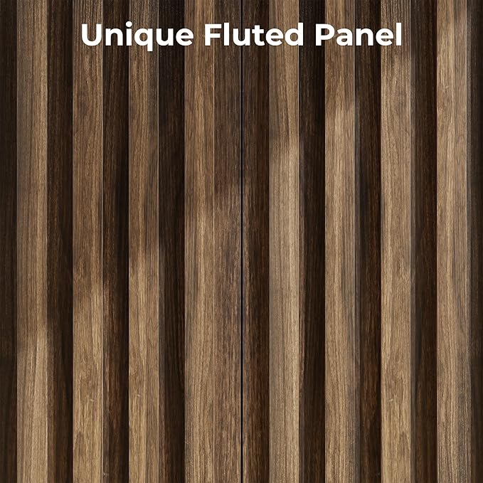 Fluted Cabinet with Storage, Buffet Cabinet Sideborad with 2 Doors, Brown Buffet Storage Accent Cabinets with Adjustable Shelves for Living Room, Entry, Hallway, Kitchen