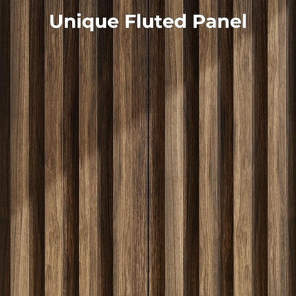 Fluted Cabinet with Storage, Buffet Cabinet Sideborad with 2 Doors, Brown Buffet Storage Accent Cabinets with Adjustable Shelves for Living Room, Entry, Hallway, Kitchen