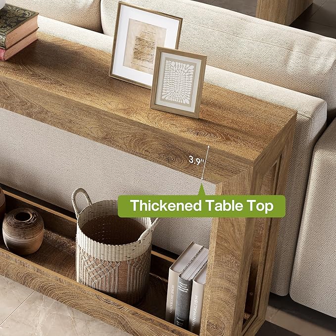 LITTLE TREE Narrow Console Tables, 63" Couch Table Behind Sofa, Extra Long Console Table for Entryway, Hallway, Living Room, Entrance, Foyer, Modern Light Oak Brown