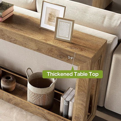 LITTLE TREE Narrow Console Tables, 63" Couch Table Behind Sofa, Extra Long Console Table for Entryway, Hallway, Living Room, Entrance, Foyer, Modern Light Oak Brown