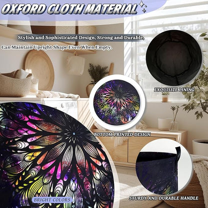 Personalize Mandala Laundry Basket Oxford Cloth Foldable Galaxy Laundry Hamper With Handle Portable Clothes Storage Organizer Basket 18.9x16.5 Inch Laundry Bag For Laundry Room/Bedroom/Dormitories