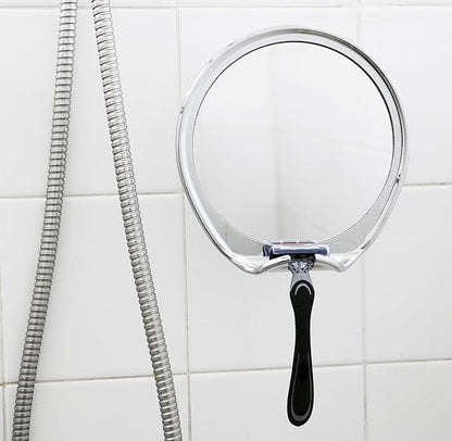 JiBen Fogless Shower Mirror with Power Locking Suction Cup, Built-in Razor Hook and 360 Degree Rotating Adjustable Arm, Personal Fog Free Bathroom Shaving Mirror (Chrome)