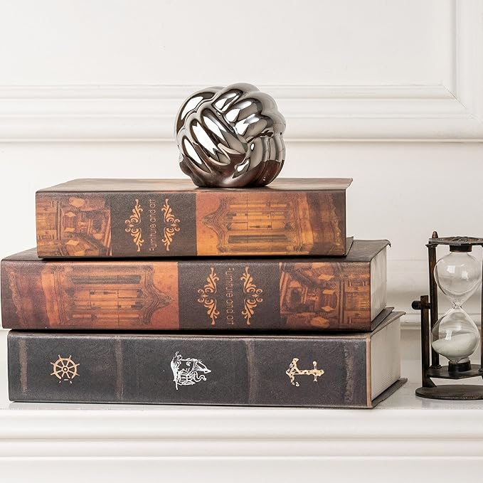 Small Silver Knot Decor, Chain Link Decor, Coffee Table Decor, Book Shelf Decor, Entry Table Decor, Aesthetic Minimalist Decorative Objects for Modern Home Living Room, Desk Decor for Office (Silver)