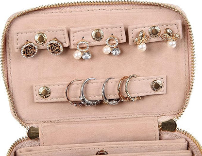 Angelina's Palace Snakeskin Pattern Jewelry Organizer Case Bridesmaid Gifts Travel Bag Vegan Leather Box for Necklace Earring Bracelet Ring(Champagne)