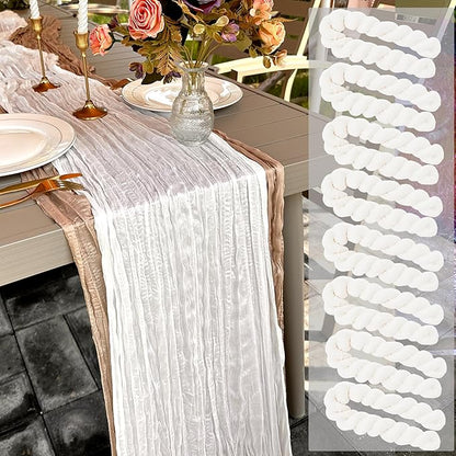 8 Pack White Cheesecloth Table Runner 22 x 108 inch Gauze Cheese Cloth Table Runner Bulk for Rustic Wedding Baby Shower Birthday Party Boho Table Decor