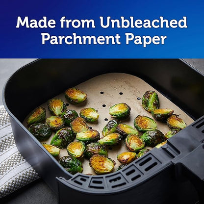Reynolds Kitchens Air Fryer Liners Disposable, Unbleached Parchment Paper Sheets, 50 Count (Pack of 2)