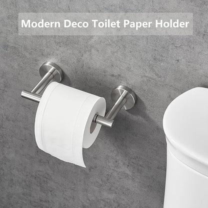 Toilet Paper Holder, Double Post Pivoting Design, Stainless Steel Rustproof Bathroom Tissue Holder, Wall Mount Fits Mega Rolls, for Home, RV, Commercial Bathroom Brushed Nickel