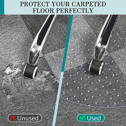 BesWin Office Chair Mat for Carpet, 36'' x 36'' Round Clear Floor Mat for Low and No Pile Carpeted Floors, Thick and Sturdy Carpet Protector for Work, Home, Gaming, Easy Glide Flat Without Curling