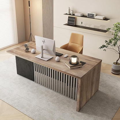 SAINTCY 63 Inch Executive Office Desk,Modern Computer Writing Desk, Business Furniture Workstation, Big Computer Desk for Home Office,1.97IN Thick Desktop,Stainless Steels Sturdy Frame