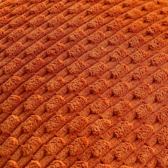 Set of 4 Burnt Orange Decorative Throw Pillow Covers 12x20 Inch Corduroy Pillow Covers for Bed Couch Sofa Living Room Soft Cushion Cases