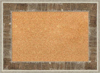 Amanti Art Natural Cork Board for Wall, 17x23 Vision Board with Brown Wood Frame, Small Corkboard Office Decor for Home Organization, Country Rustic Corkboard Pinboard to Display Items for Home