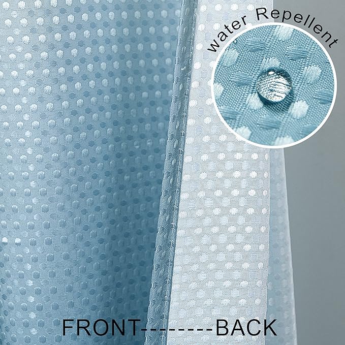 Mrs.Naturall Light Blue Shower Curtain,Soothing Grey Grey Smoke Blue Pastel Bath Curtains for Bathroom,No Need Liner with Hooks Set,72 Inch Long