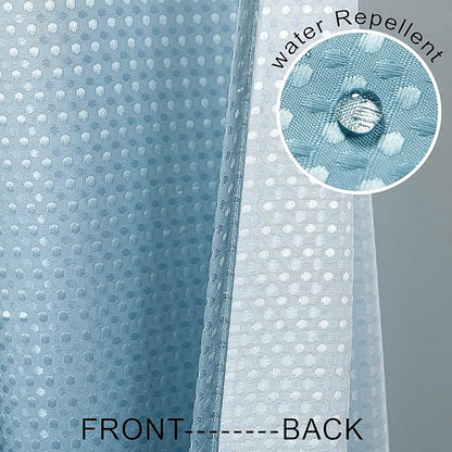 Mrs.Naturall Light Blue Shower Curtain,Soothing Grey Grey Smoke Blue Pastel Bath Curtains for Bathroom,No Need Liner with Hooks Set,72 Inch Long