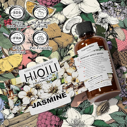 HIQILI Jasmine Fragrance Oil for Aromatherapy Diffuser, Floral Scent for Candle, Perfume Making, Skin Care, Laundry Essential Oil - 1 Fl Oz