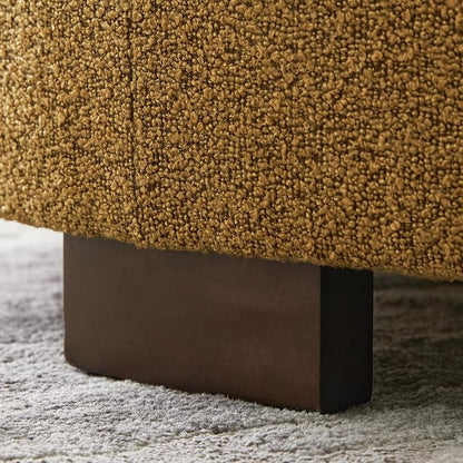 Zihanhome 30 Inch Round Storage Ottoman, Ottoman Coffee Table with Lift Off Lid, Boucle Modern Ottomans with Storage for Living Room, Bedroom, Apartments (Yellow)