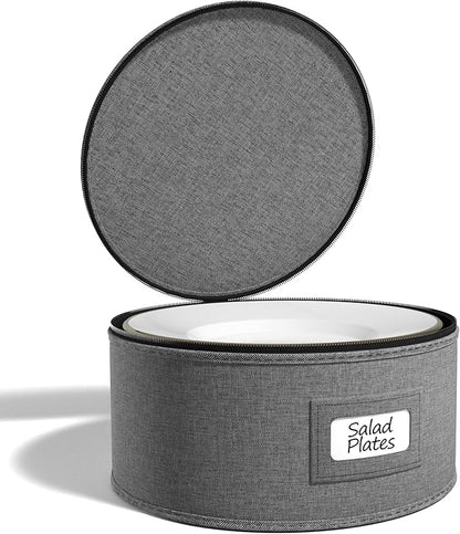 Sorbus China Storage Container – Dinnerware Organizer for Bowl Plate Storage with Lid (Holds Service for 12) with Felt Protectors – 9" x 6"