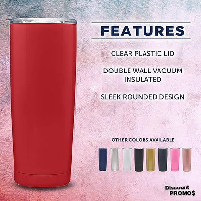 DISCOUNT PROMOS Pipette Stainless Steel Coffee Tumblers 20 oz. Set of 6, Bulk Pack - Double Wall, Perfect for Coffee, Hot Cocoa, Other Hot & Cold Beverages - Red