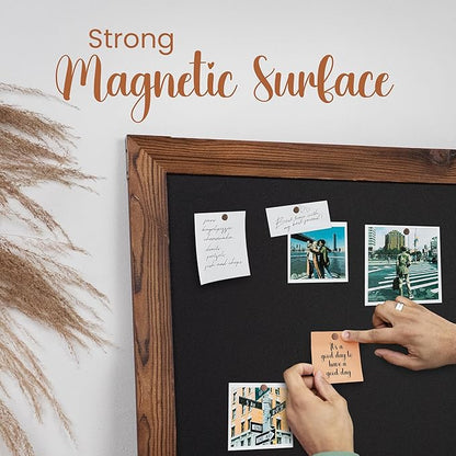 Loddie Doddie Magnetic Chalkboard Sign - 20 x 30 in Rustic Wood Frame - Easy-Erase Surface & Magnet Display - Magnetic Chalkboard Calendar - Rustic Magnet Board