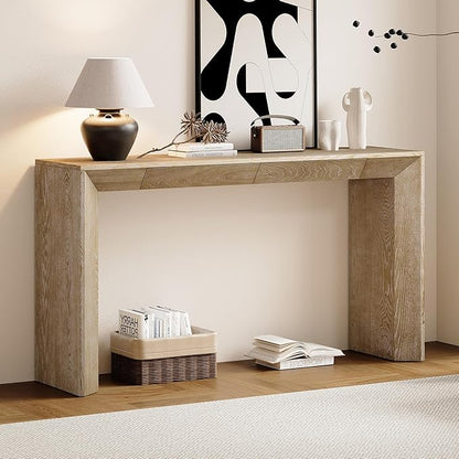 Modern Entryway Console Table 60-Inch Entryway Sofa Table with 2 Hidden Storage Drawers for Living Room Entrance Hallway Furniture, Easy Assembly (Natural)