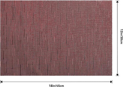 Leetaltree Burgundy Placemats Set of 8 - Heat Resistant Non-Slip Place mats for Dining Table, Washable Durable PVC Vinyl Woven Table Mats（Burgundy, 8）