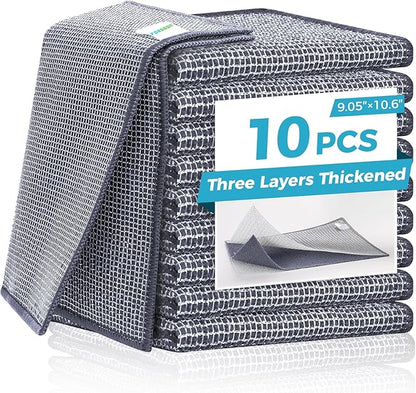 Forggon 10 Pcs New Upgrade 3-Layer Non Scratch Wire Dishcloth,Wire Dishwashing Rag, Non-Scratch Wire Dishwashing Rags for Wet and Dry, Kitchen Cleaning Dish Rags for Cookware,Sinks, Dishes, Stove