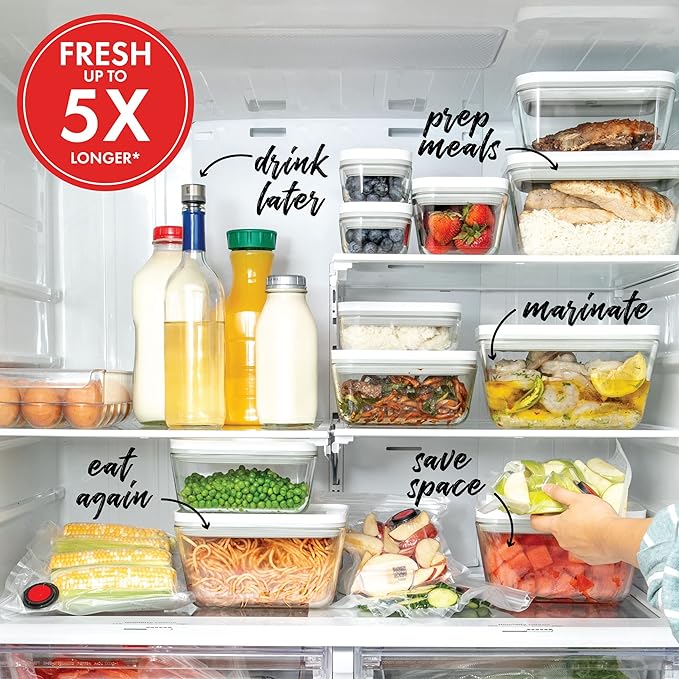 ZWILLING Fresh & Save 2-Piece Medium Glass Vacuum Sealer Food Storage Container with Airtight Lids