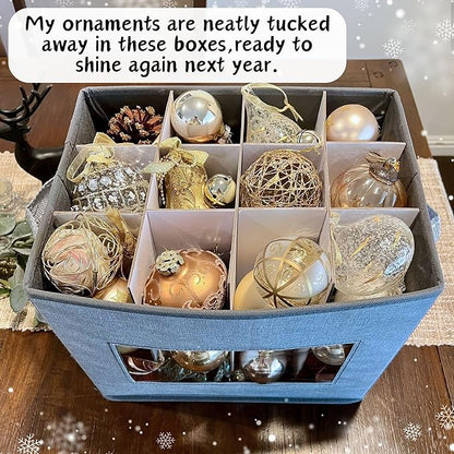 VENO 1 Pack Champagne Flute Glass Storage Box, Stemware Storage Case Hard Shell, Christmas Holiday Ornaments China Container with Dividers and Handles, for Moving Crystal Wine Glassware (12 Glasses)