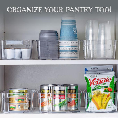 Oizeir Refrigerator Organizer Bins - Clear Plastic, Stackable, Narrow and Wide Bin Sizes, Egg Tray with Lid. Great Storage for Fridge, Cabinets, Countertops and Pantry. (Set of 12)