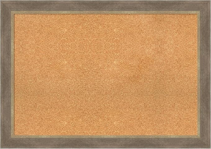 Amanti Art Natural Cork Board for Wall, 29x41 Vision Board with Brown Wood Frame, Large Corkboard Office Decor for Home Organization, Coastal Corkboard Pinboard to Display Items for Home Organization