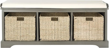 Safavieh American Homes Collection Lonan Grey and White Wicker Storage Bench