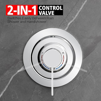 sumerain Shower System with Filtered Handheld Shower for Hard Water, High Pressure 9" Multiple Spray Modes Rainfall Shower Head, Chrome Finish