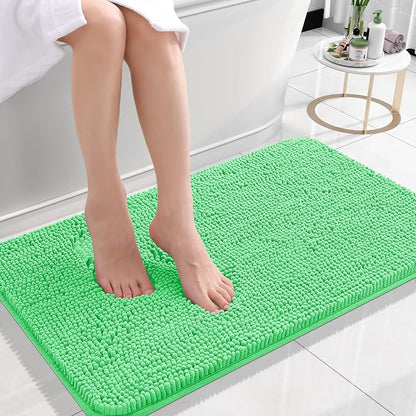 OLANLY Small Bathroom Rugs 24x16, Extra Soft Absorbent Chenille Bath Rugs, Rubber Backing Quick Dry, Machine Washable Bath Mats for Bathroom Floor, Tub and Shower, Home Decor Accessories, Mint Green