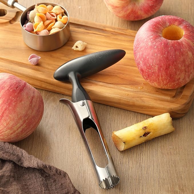 Apple Corer - Ergonomics Handle with Sharp Serrated Blade, Stainless Steel Apple Corer Remover Tool, Easy to Use for Fruit Vegetable and Baking, Dishwasher Safe - Black